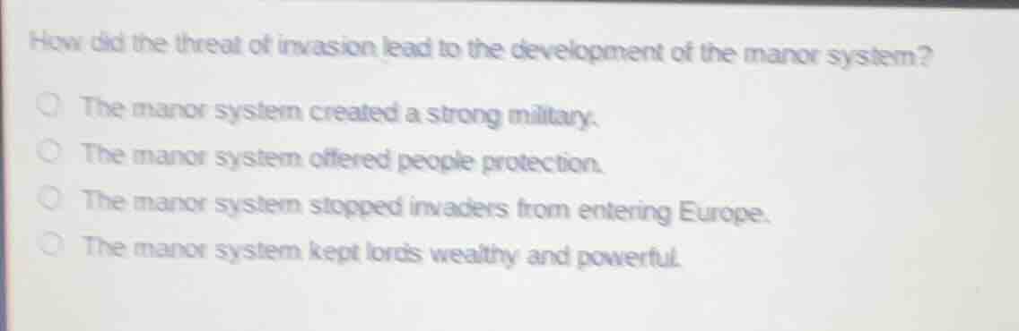how did the threat of invasion lead to the development of the manor sys…