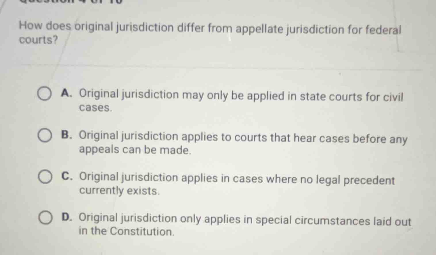 how does original jurisdiction differ from appellate jurisdiction for f…