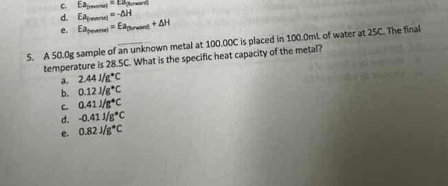 c. $e_{a(\text{reverse})} = e_{a(\text{forward})}$ d. $e_{\text{reverse…