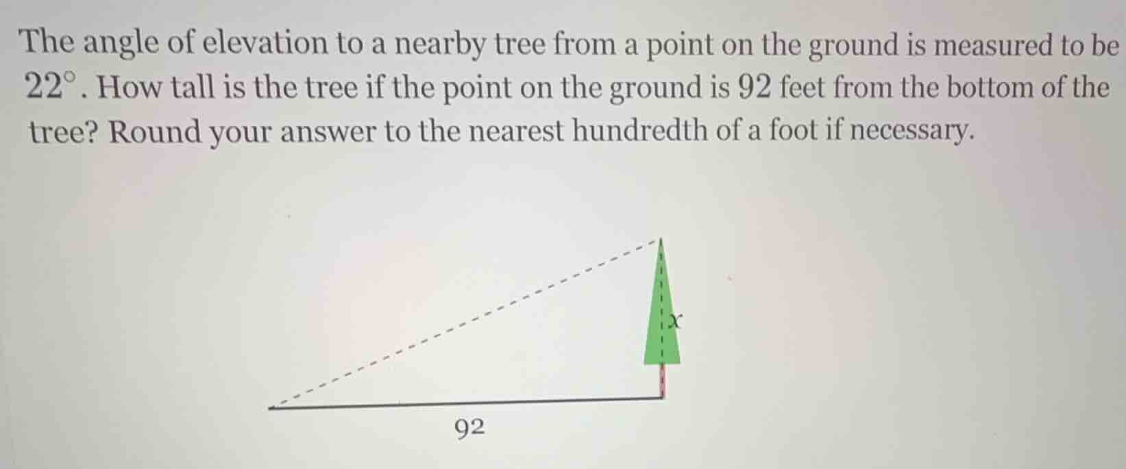 the angle of elevation to a nearby tree from a point on the ground is m…