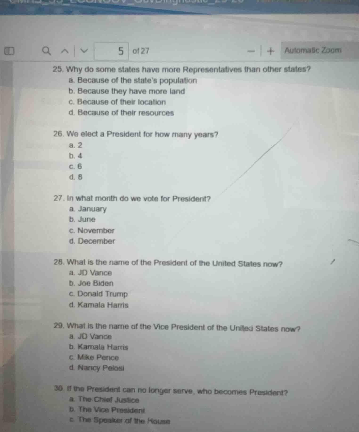 25. why do some states have more representatives than other states? a. …