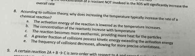 overall rate concentration of a reactant not involved in the rds will s…