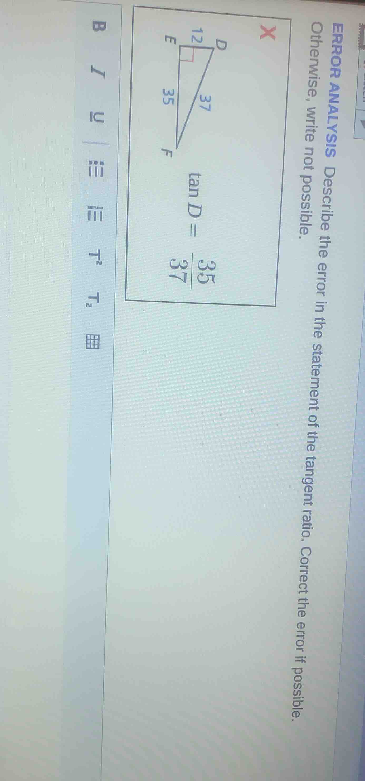 error analysis describe the error in the statement of the tangent ratio…