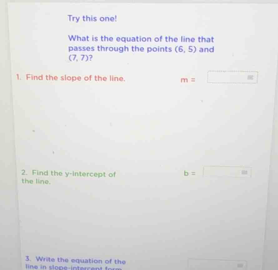 try this one! what is the equation of the line that passes through the …