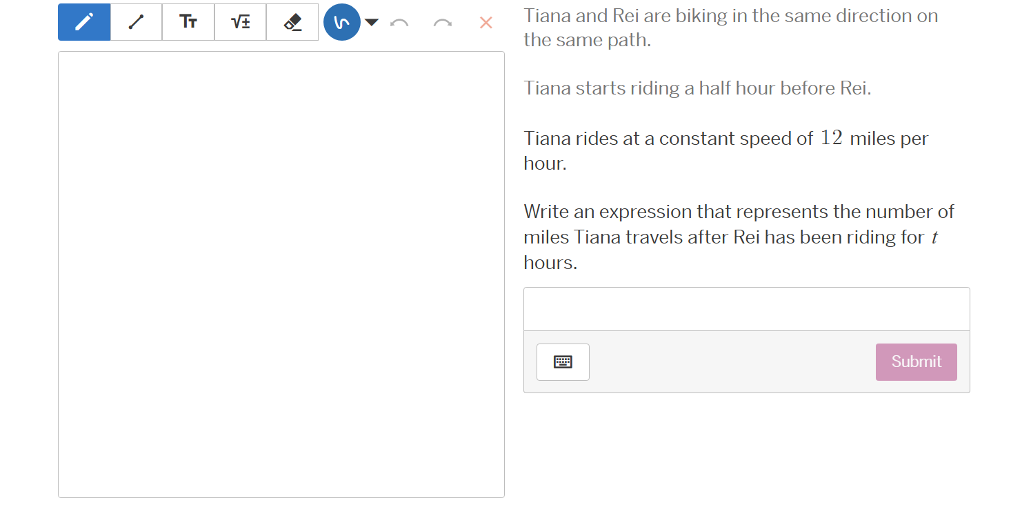 tiana and rei are biking in the same direction on the same path. tiana …