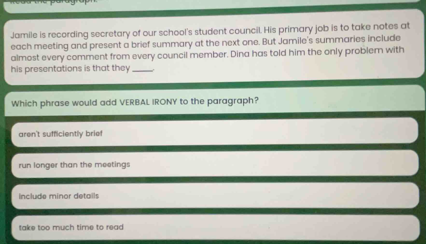 jamile is recording secretary of our school’s student council. his prim…