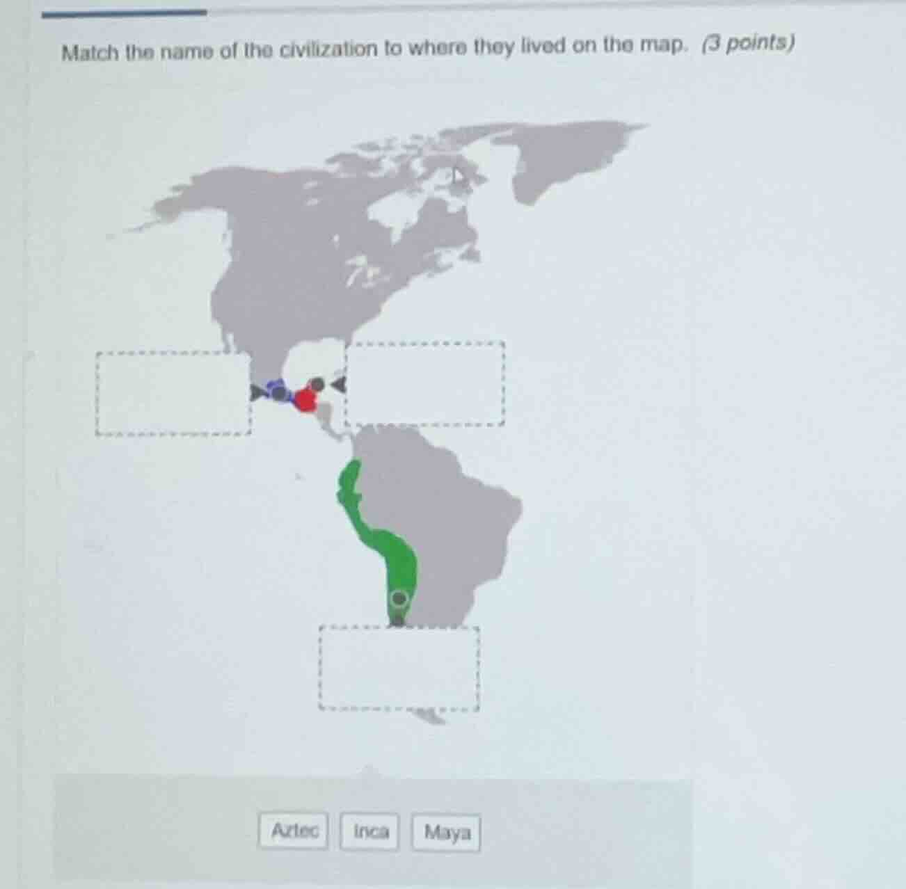 match the name of the civilization to where they lived on the map. (3 p…