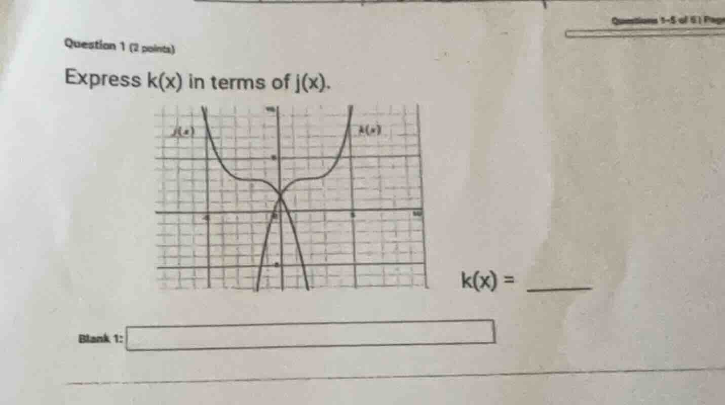 question 1 (2 points) express k(x) in terms of j(x). graph of j(x) and …
