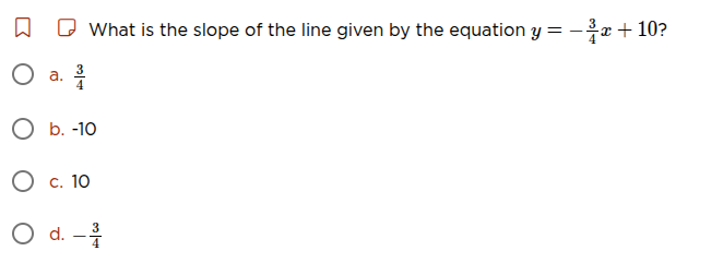 what is the slope of the line given by the equation $y = -\frac{3}{4}x …