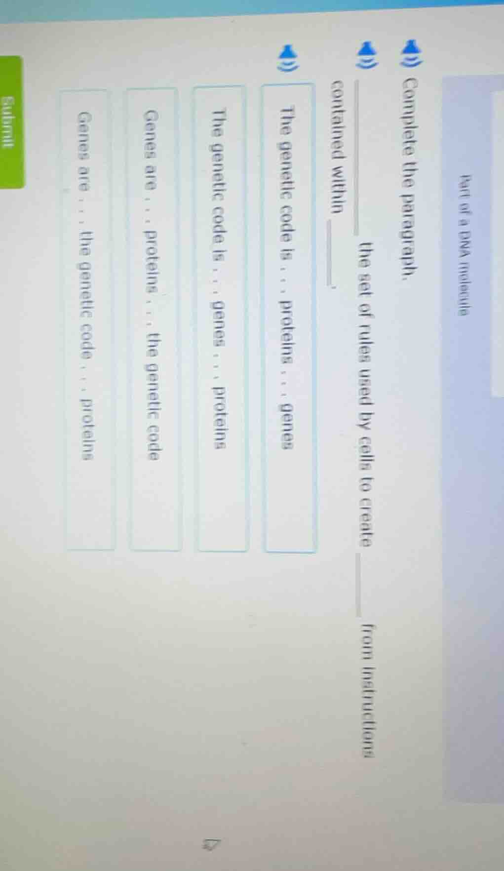 complete the paragraph. ____ the set of rules used by cells to create _…
