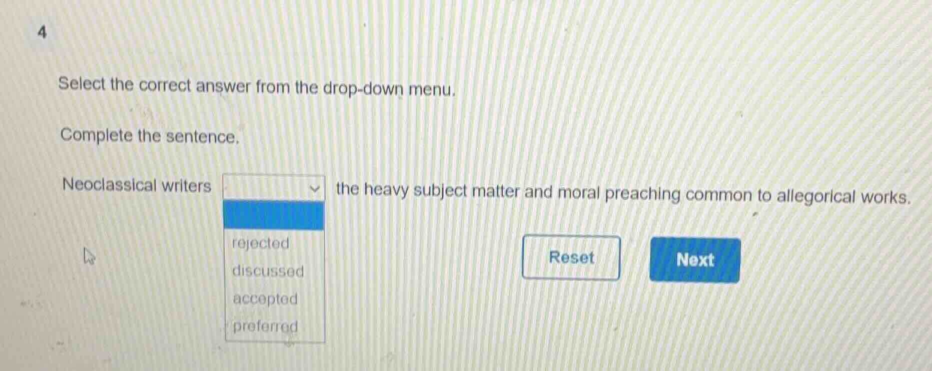 4 select the correct answer from the drop-down menu. complete the sente…