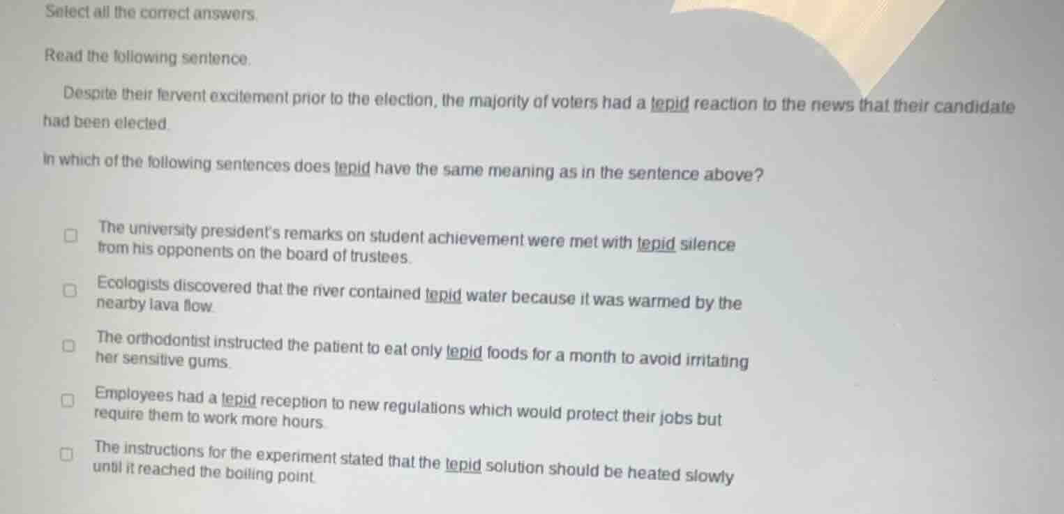 select all the correct answers. read the following sentence. despite th…