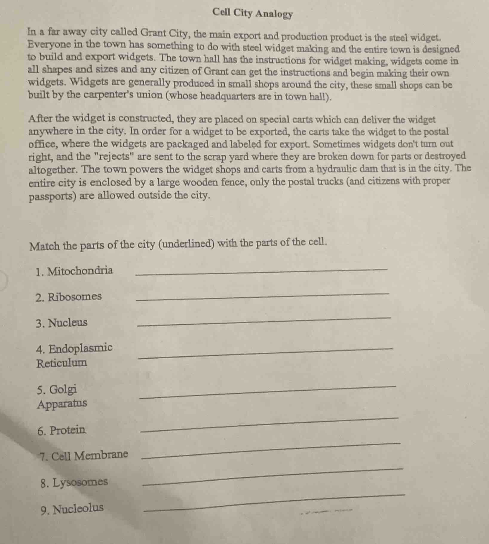 cell city analogy in a far away city called grant city, the main export…