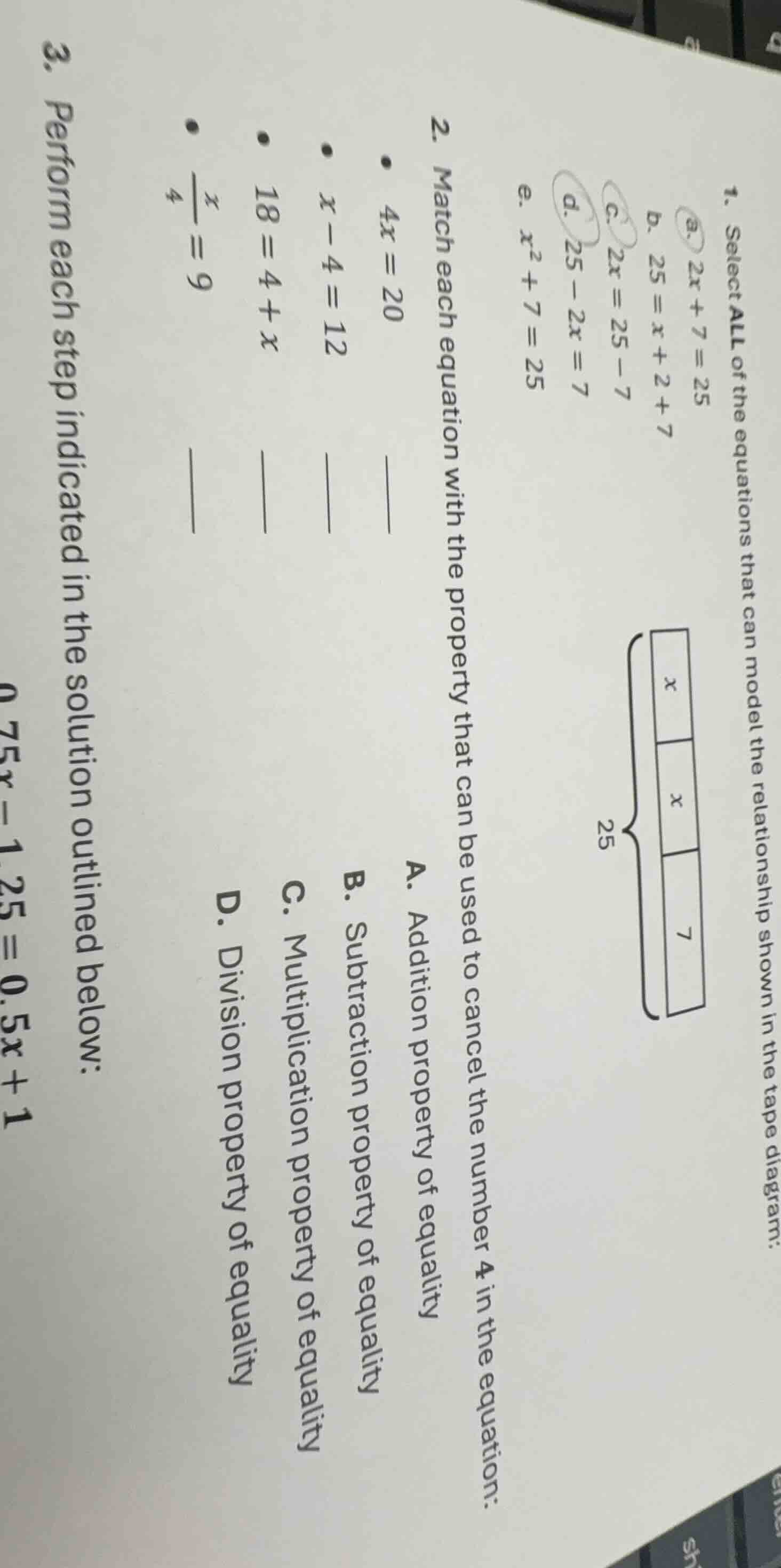 1. select all of the equations that can model the relationship shown in…