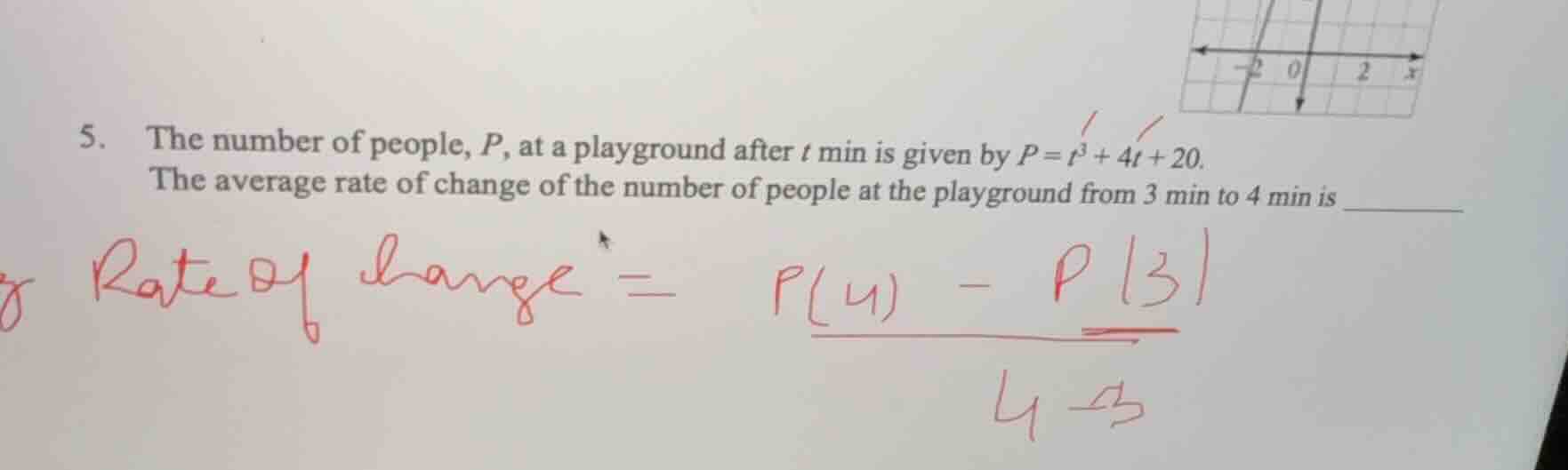 5. the number of people, p, at a playground after t min is given by $p …