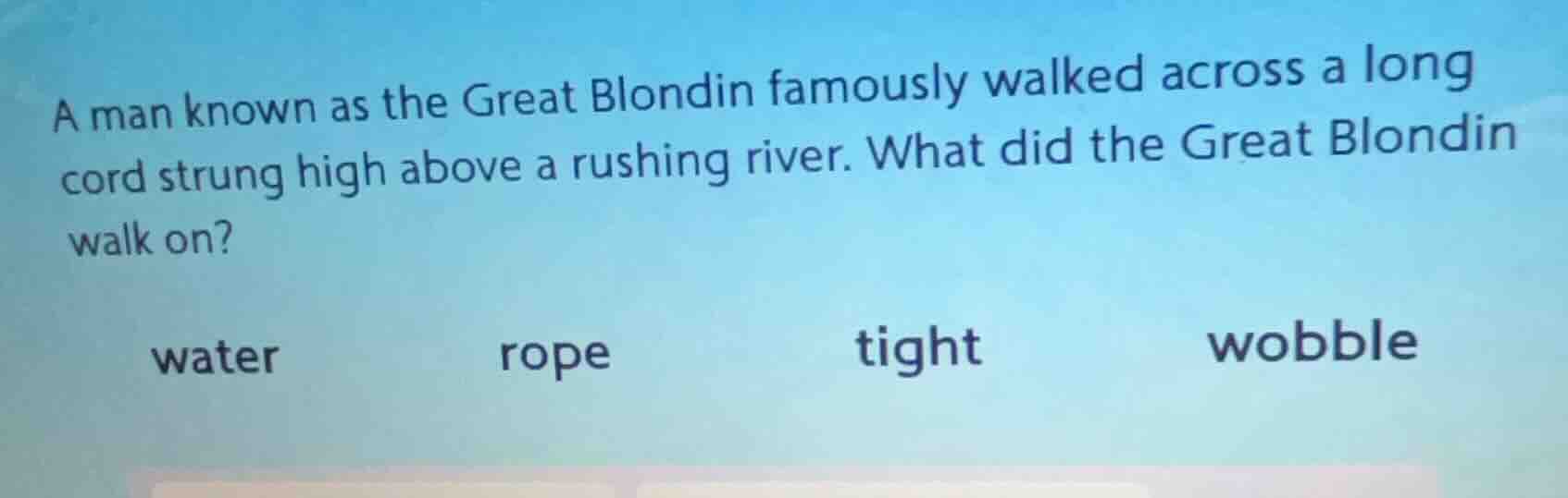 a man known as the great blondin famously walked across a long cord str…