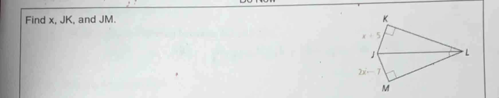 find x, jk, and jm.