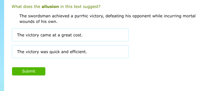 what does the allusion in this text suggest? the swordsman achieved a p…