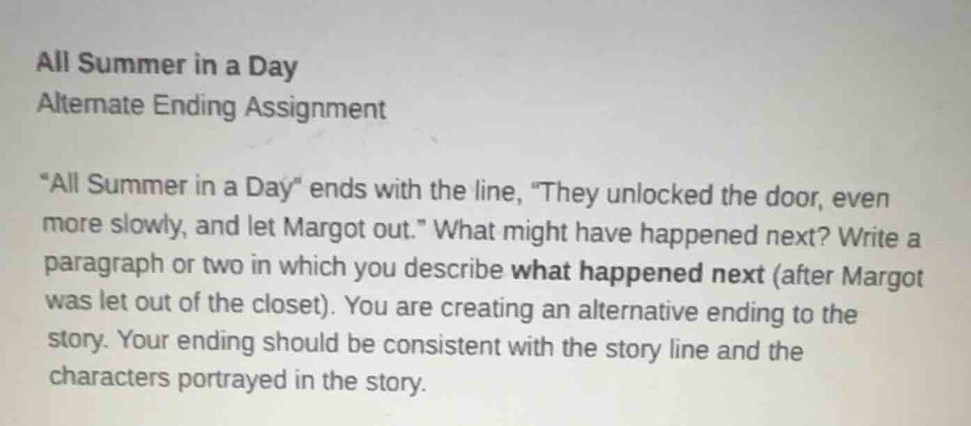 all summer in a day alternate ending assignment \all summer in a day\ e…