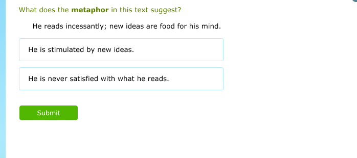 what does the metaphor in this text suggest? he reads incessantly; new …