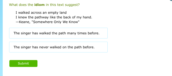 what does the idiom in this text suggest? i walked across an empty land…