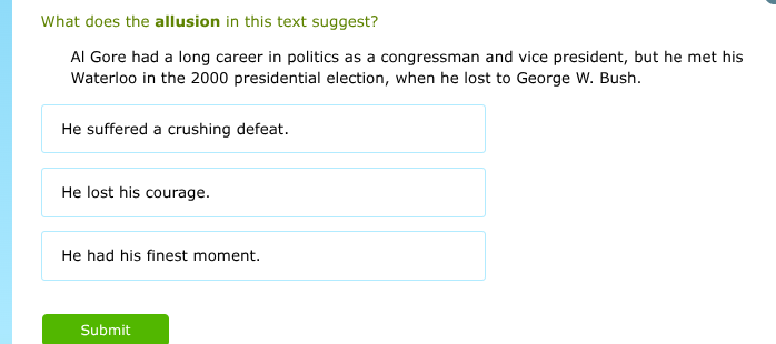 what does the allusion in this text suggest? al gore had a long career …