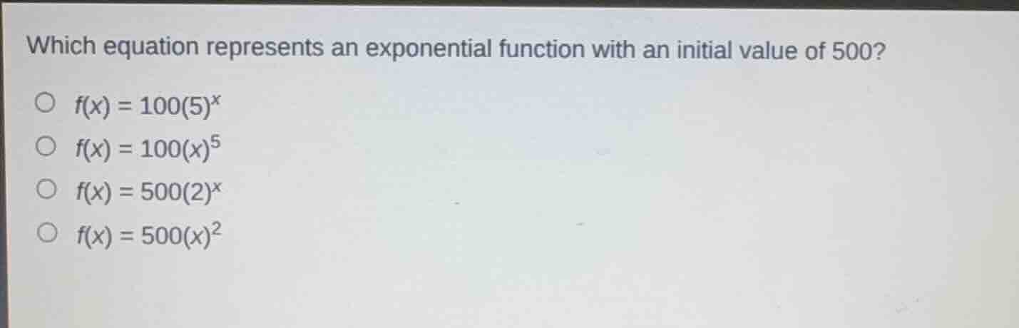 which equation represents an exponential function with an initial value…