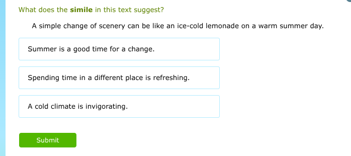what does the simile in this text suggest? a simple change of scenery c…