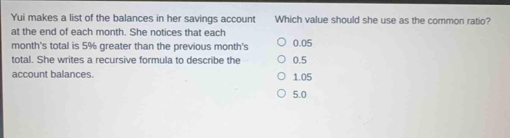 yui makes a list of the balances in her savings account at the end of e…