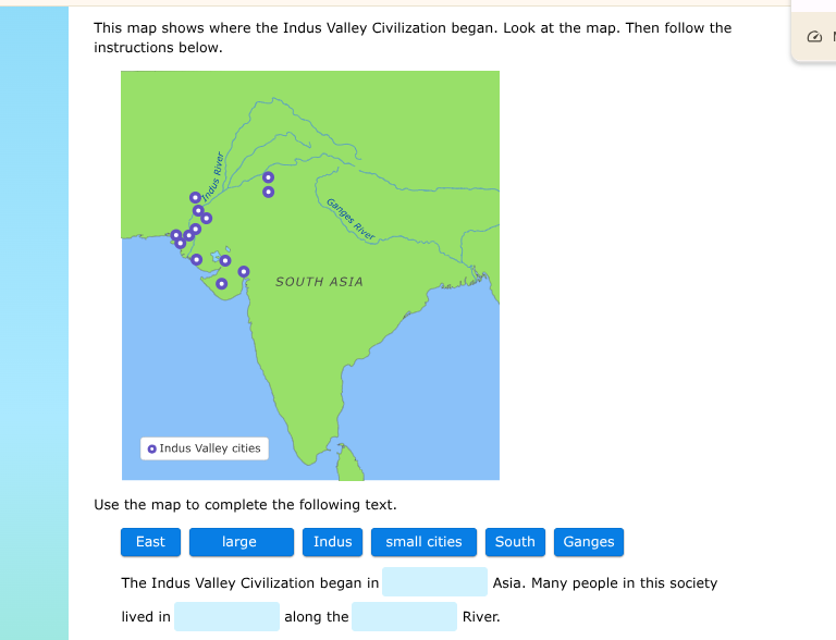 this map shows where the indus valley civilization began. look at the m…