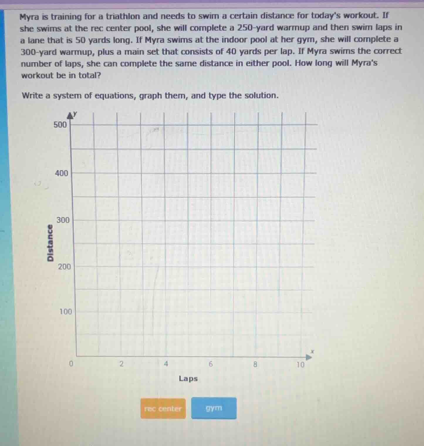 myra is training for a triathlon and needs to swim a certain distance f…