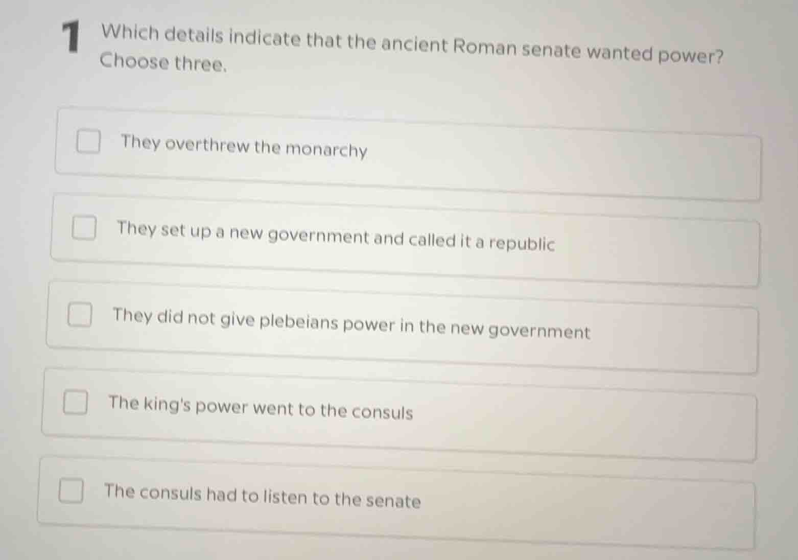 1 which details indicate that the ancient roman senate wanted power? ch…