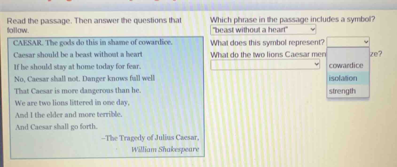 read the passage. then answer the questions that follow. caesar. the go…