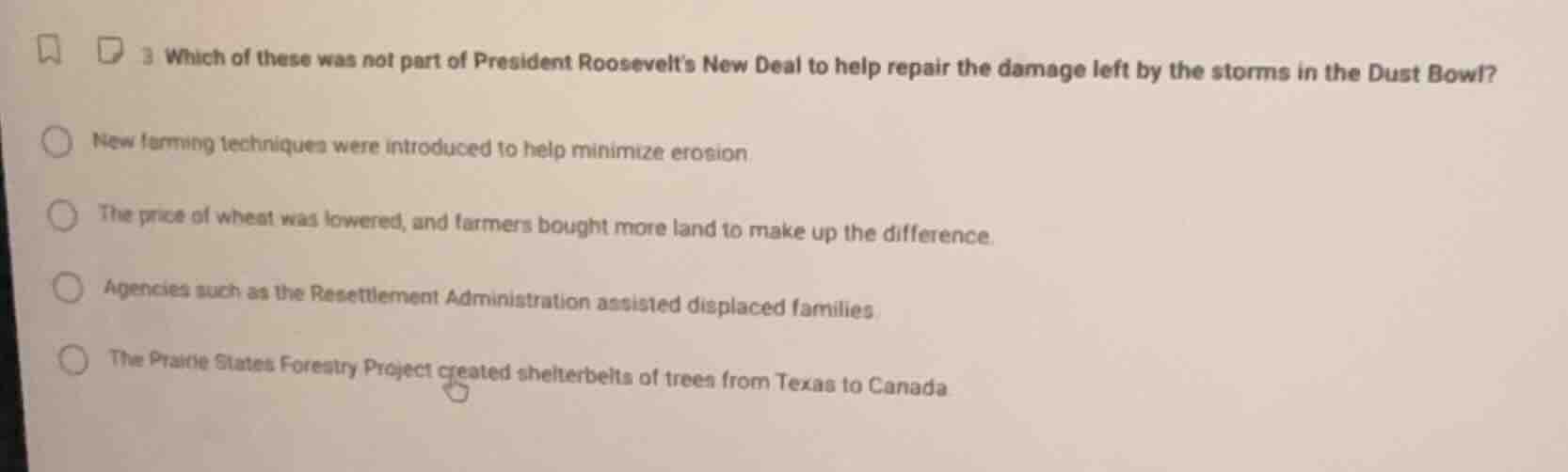 3 which of these was not part of president roosevelts new deal to help …