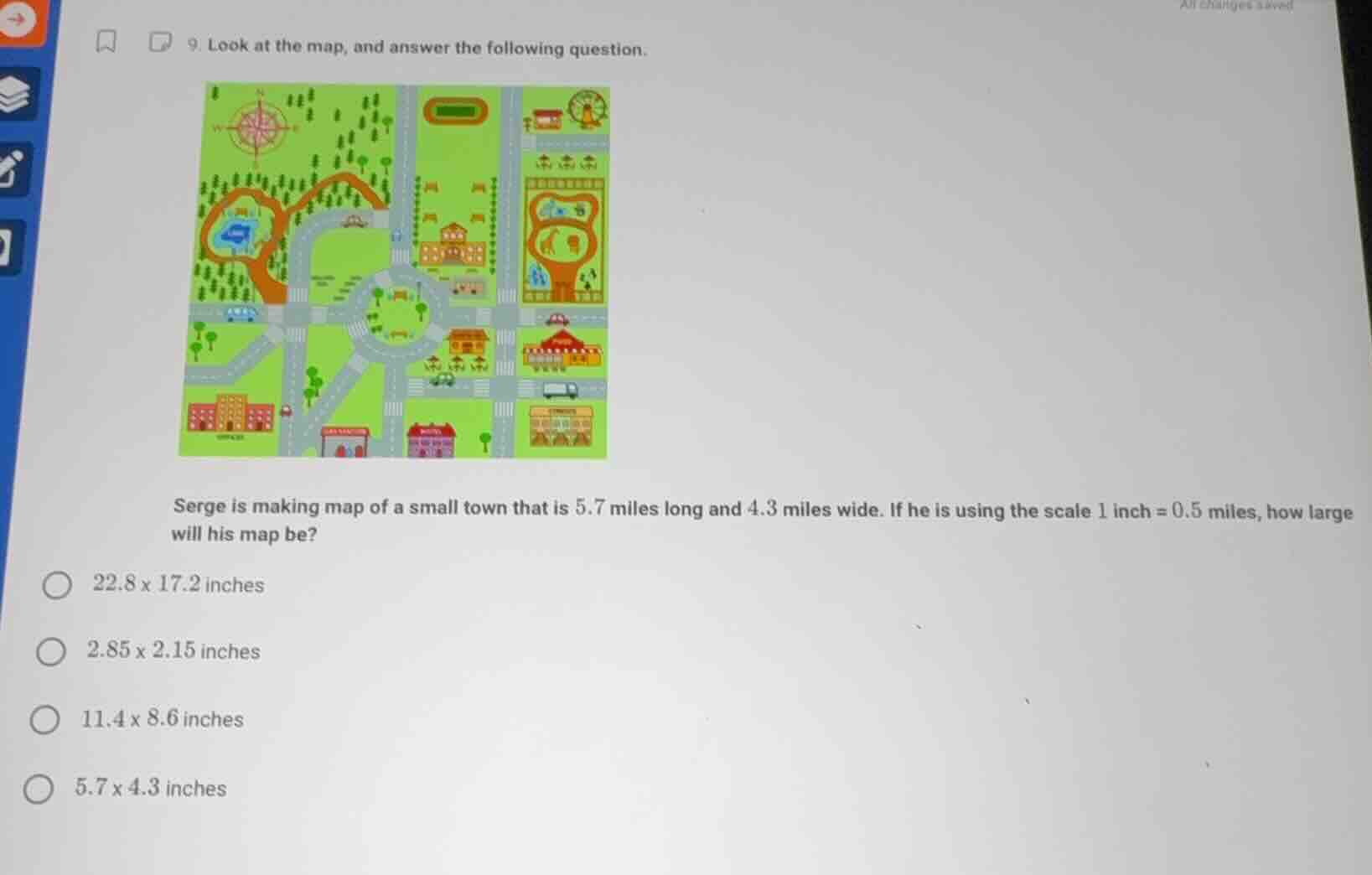 9. look at the map, and answer the following question. serge is making …