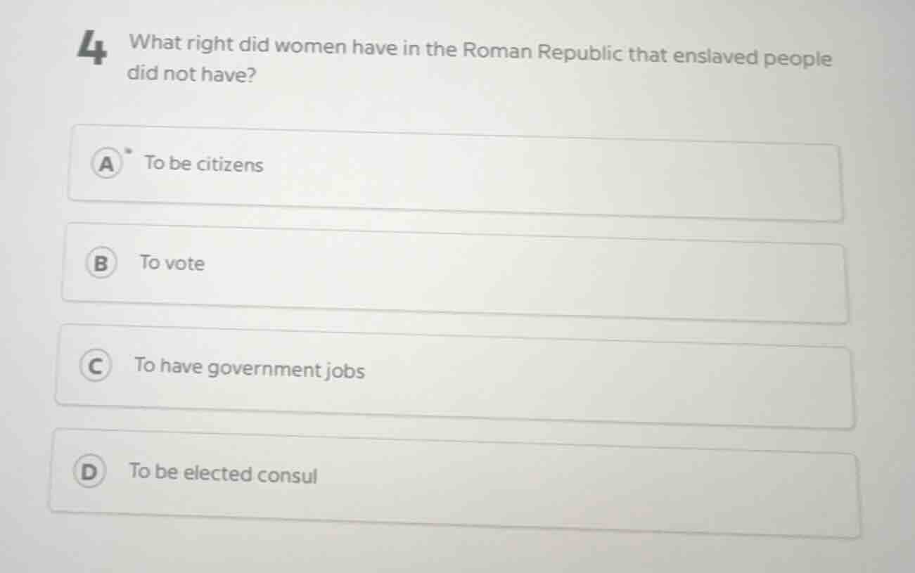 4 what right did women have in the roman republic that enslaved people …