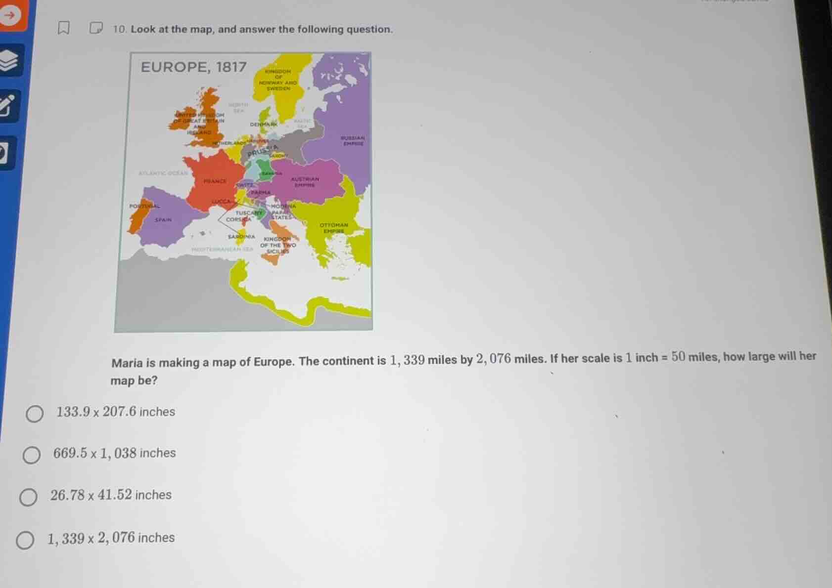 10. look at the map, and answer the following question. europe, 1817 ma…
