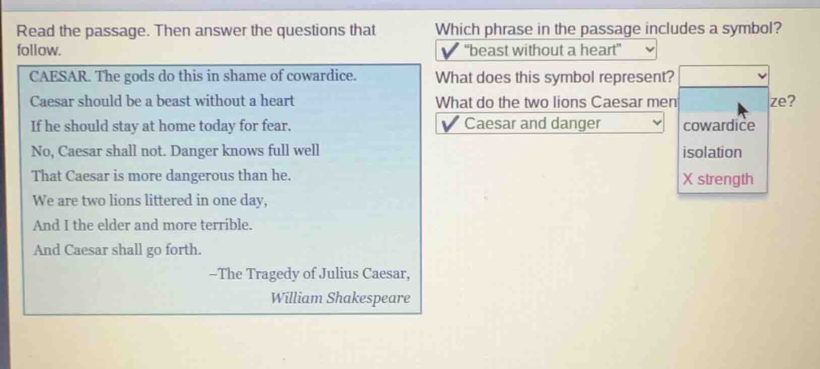 read the passage. then answer the questions that follow. caesar. the go…