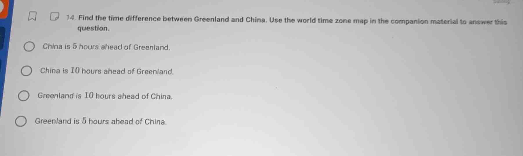 14. find the time difference between greenland and china. use the world…