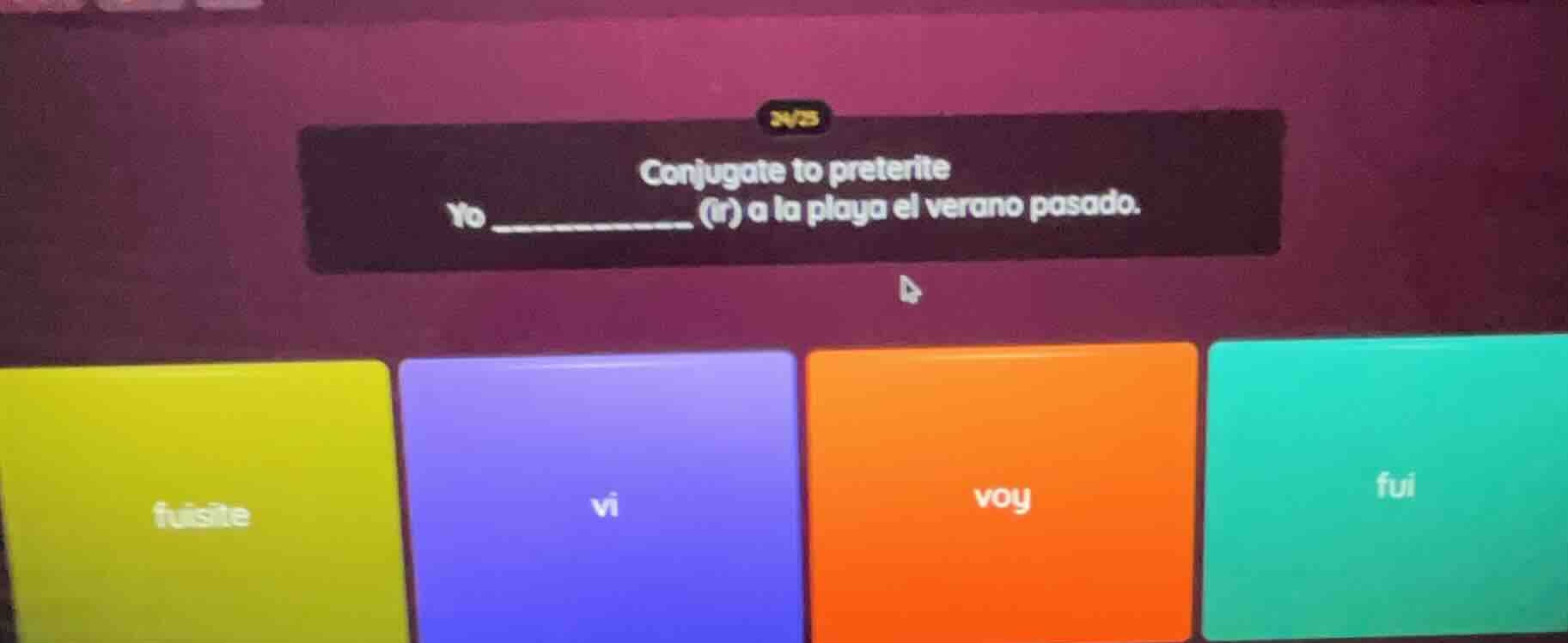 conjugate to preterite yo __________ (ir) a la playa el verano pasado. …