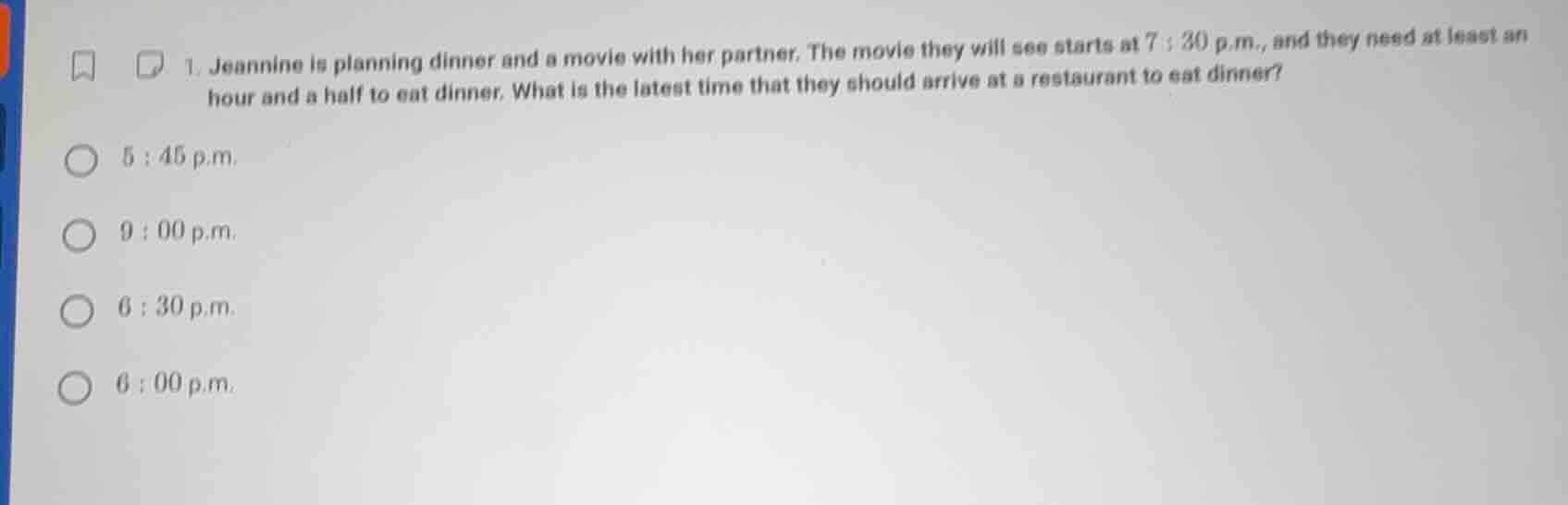 1. jeannine is planning dinner and a movie with her partner. the movie …