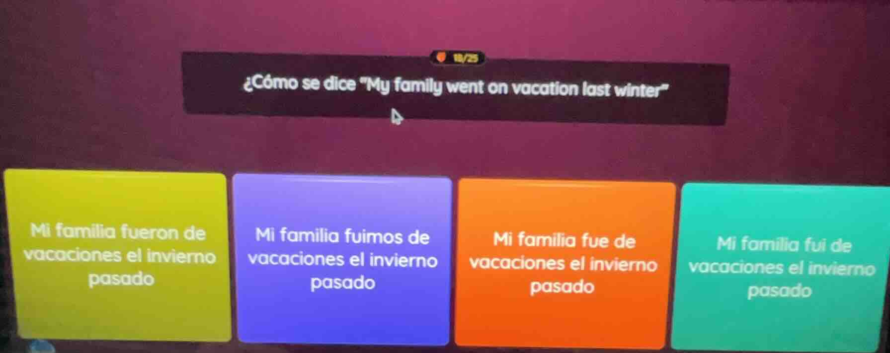 ¿cómo se dice \my family went on vacation last winter\ mi familia fuero…