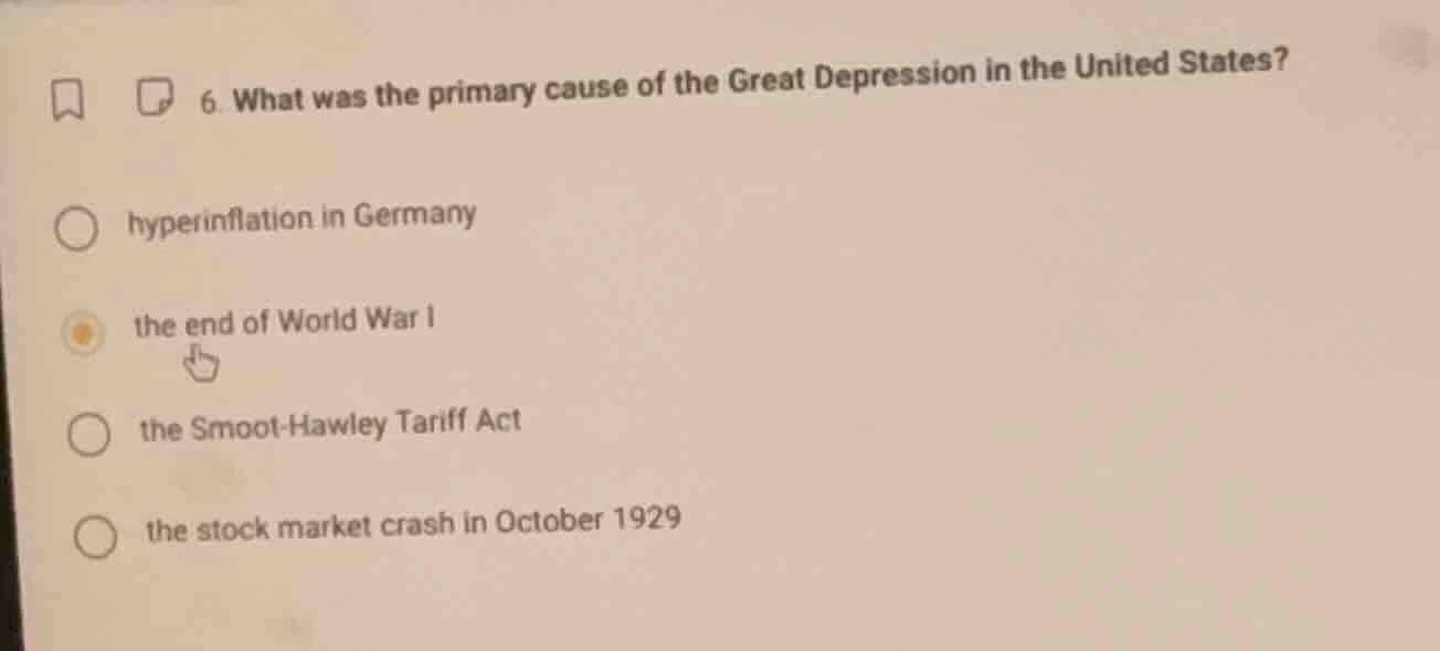 6. what was the primary cause of the great depression in the united sta…