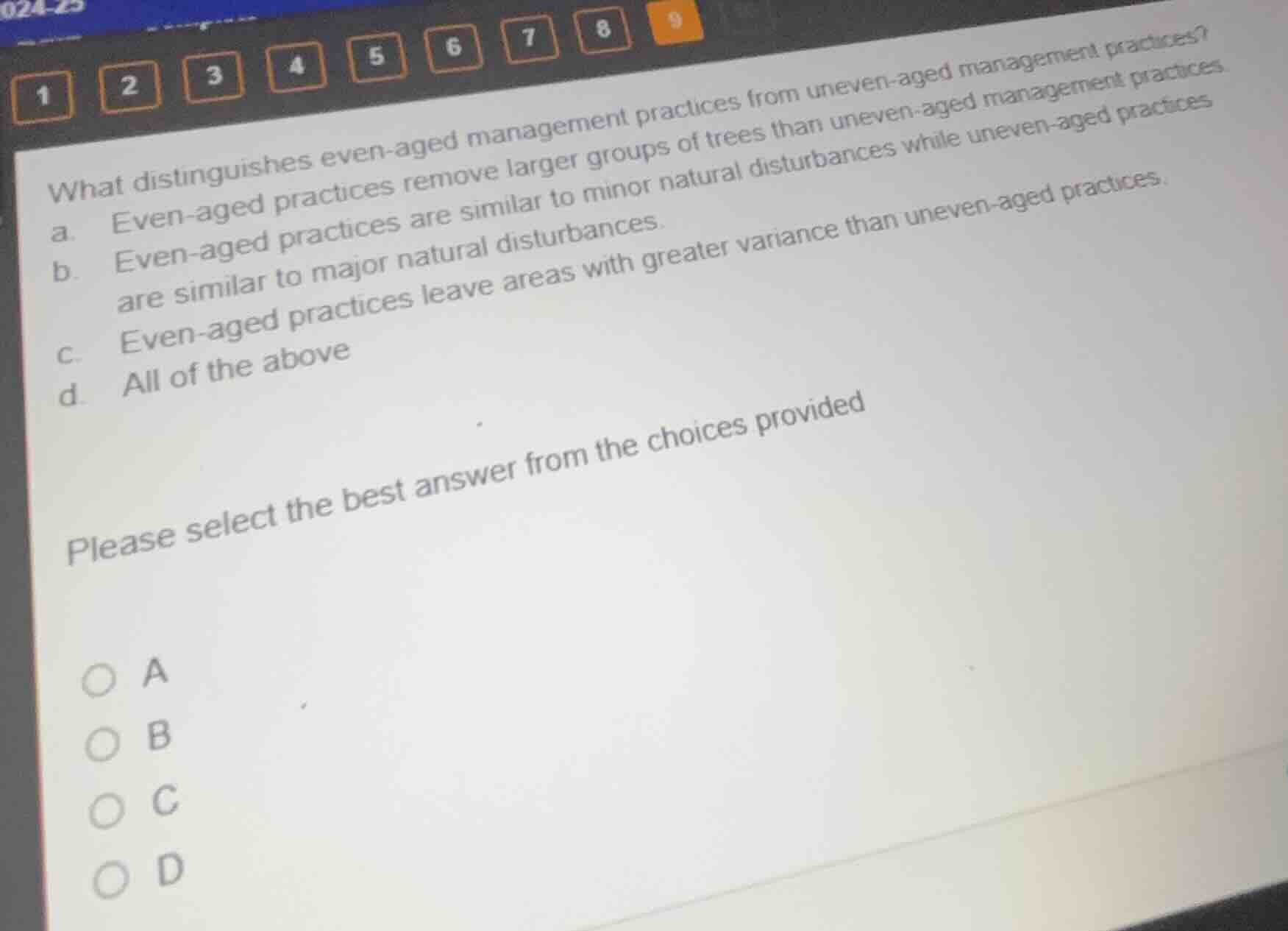 what distinguishes even - aged management practices from uneven - aged …