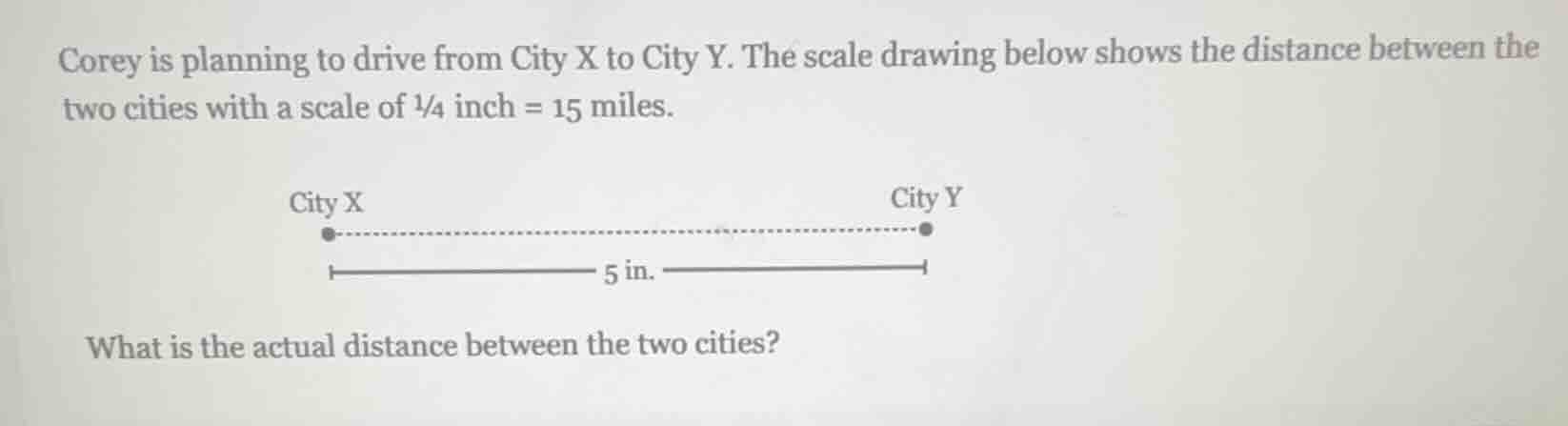 corey is planning to drive from city x to city y. the scale drawing bel…