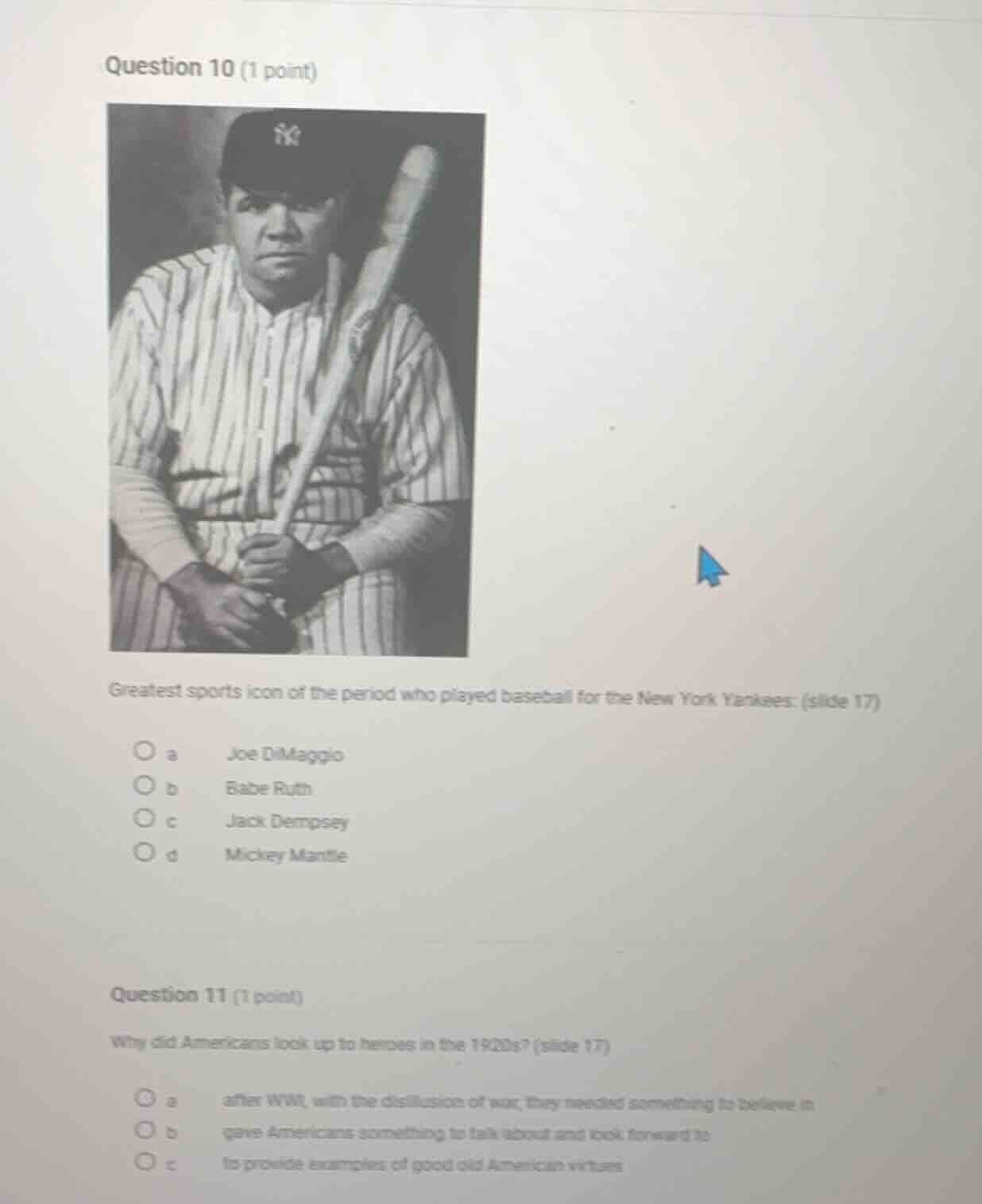 question 10 (1 point) greatest sports icon of the period who played bas…