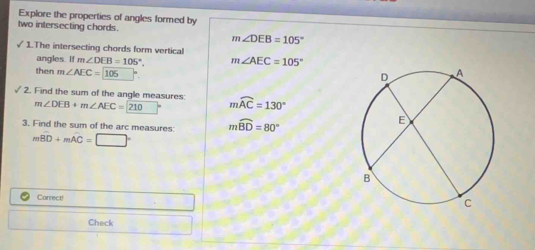 explore the properties of angles formed by two intersecting chords. 1.t…