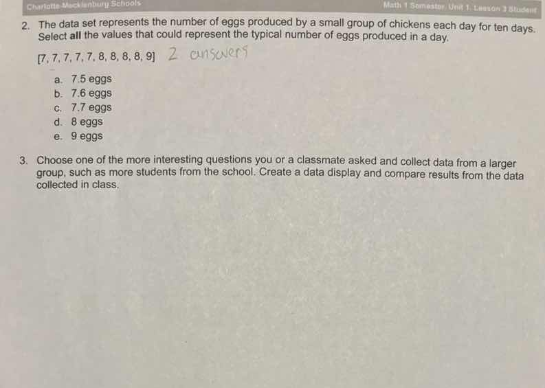 charlotte-mecklenburg schools math 1 semester 1 unit 1 lesson 3 student…