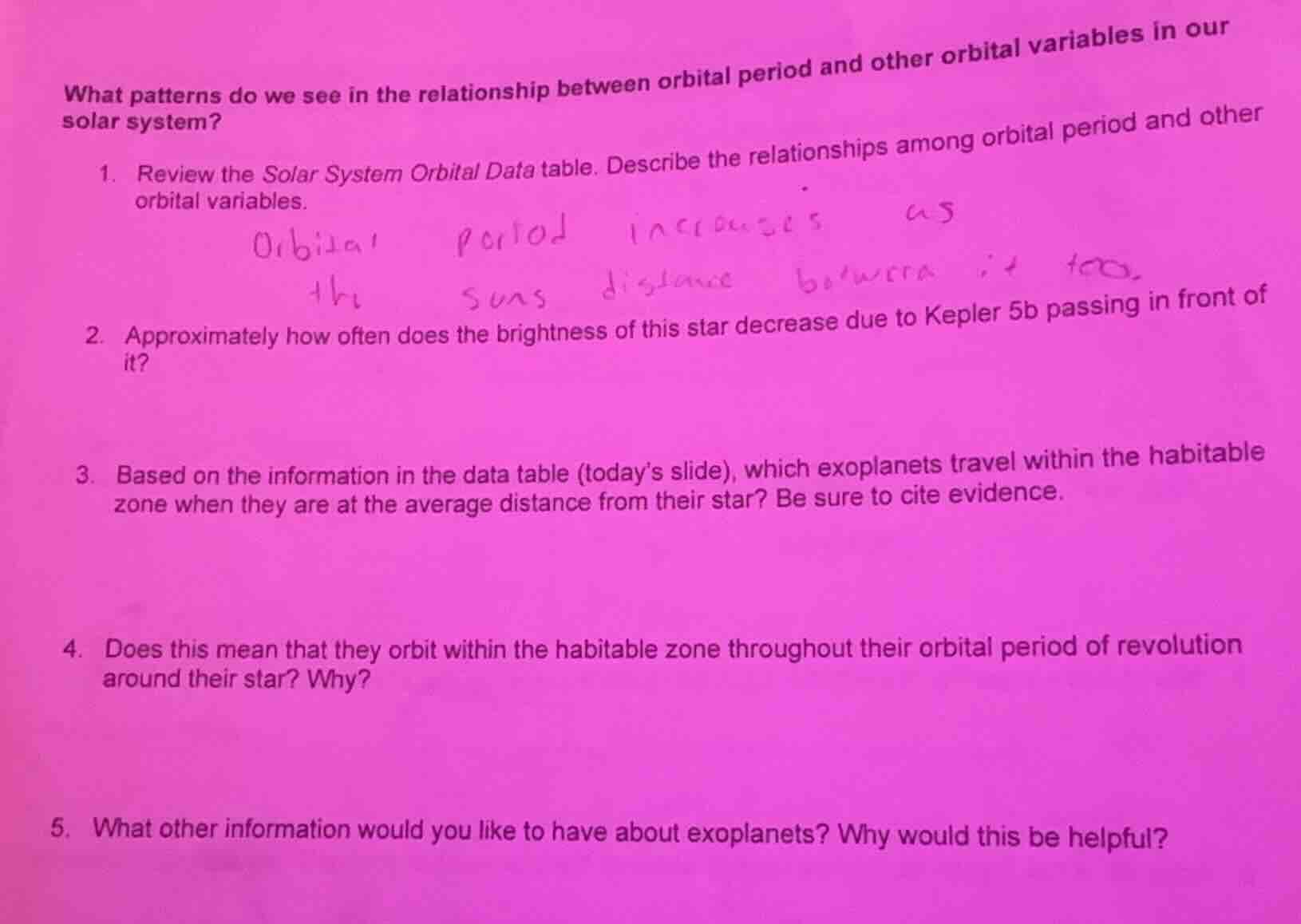 what patterns do we see in the relationship between orbital period and …