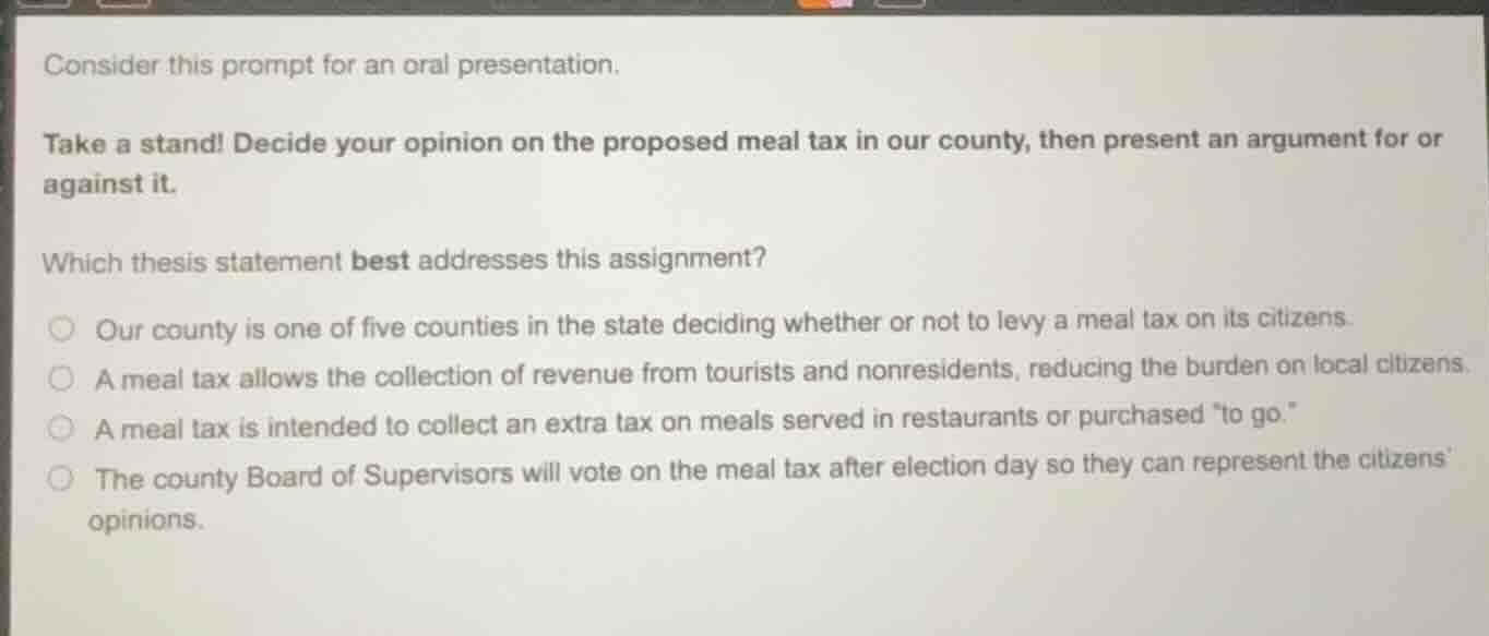 consider this prompt for an oral presentation. take a stand! decide you…